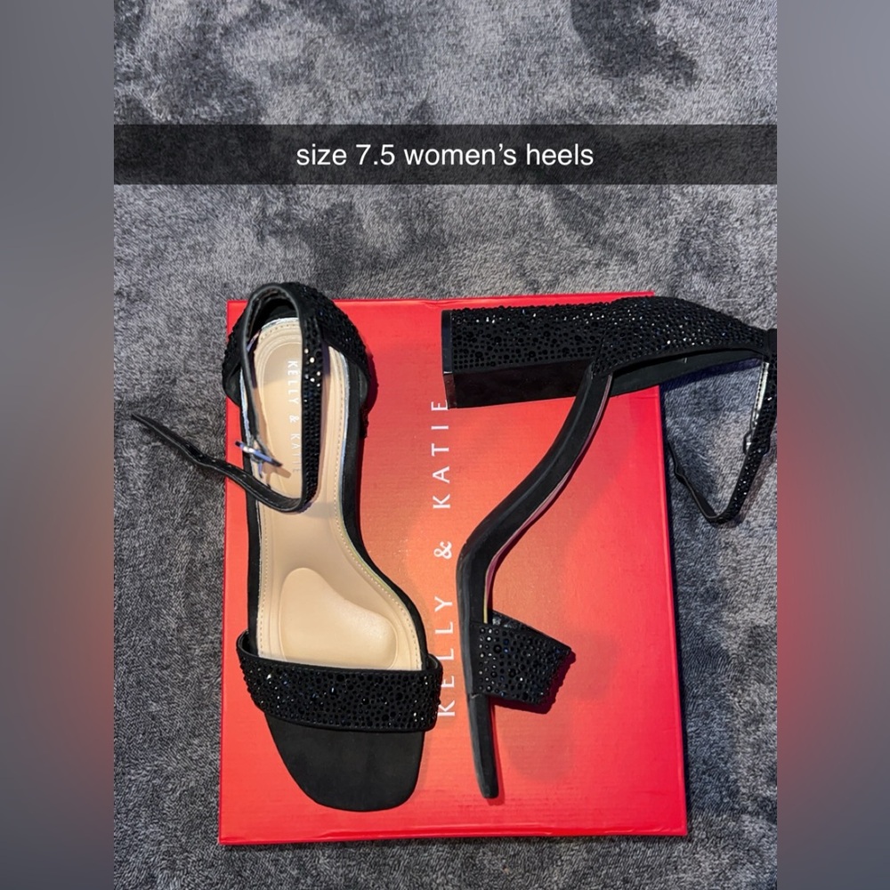 Kelly & Katie Black Heels with Rhinestones